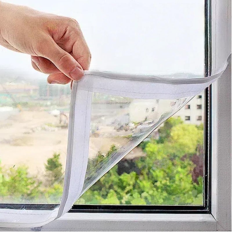 Laoha Reusable Window Insulator Kit, 47x63 Inch 180μm Clear Plastic Film, Easy to Open for Ventilation, Adjustable Winterizing Seal for Windows - Image 1